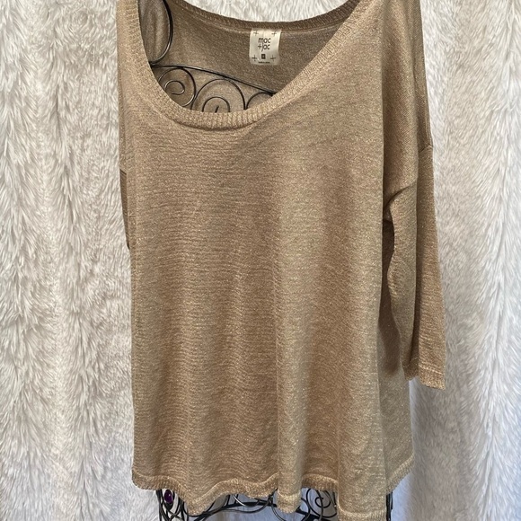 Mac Jac glittery gold 3/4 sleeve top size M - Picture 4 of 5